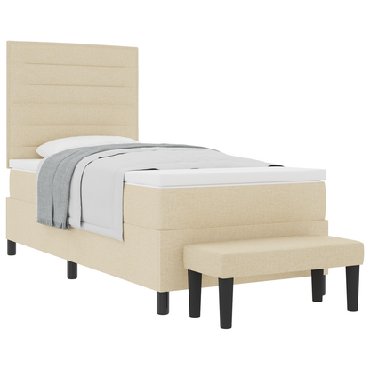 Box Spring Seng Med Madras Creme 100 X 200 Cm Stof