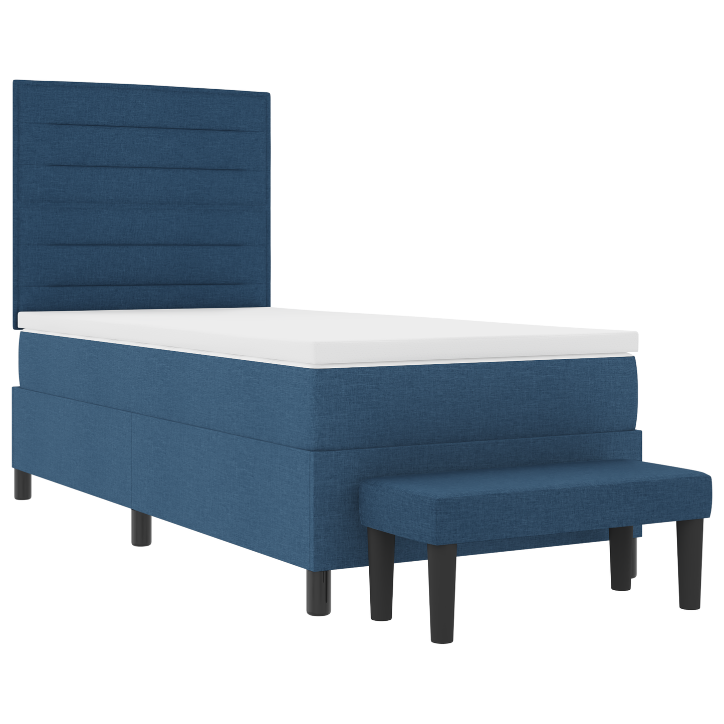 Box Spring Seng Med Madras Med Hovedgærde Blå 100 X 200 Cm Stof