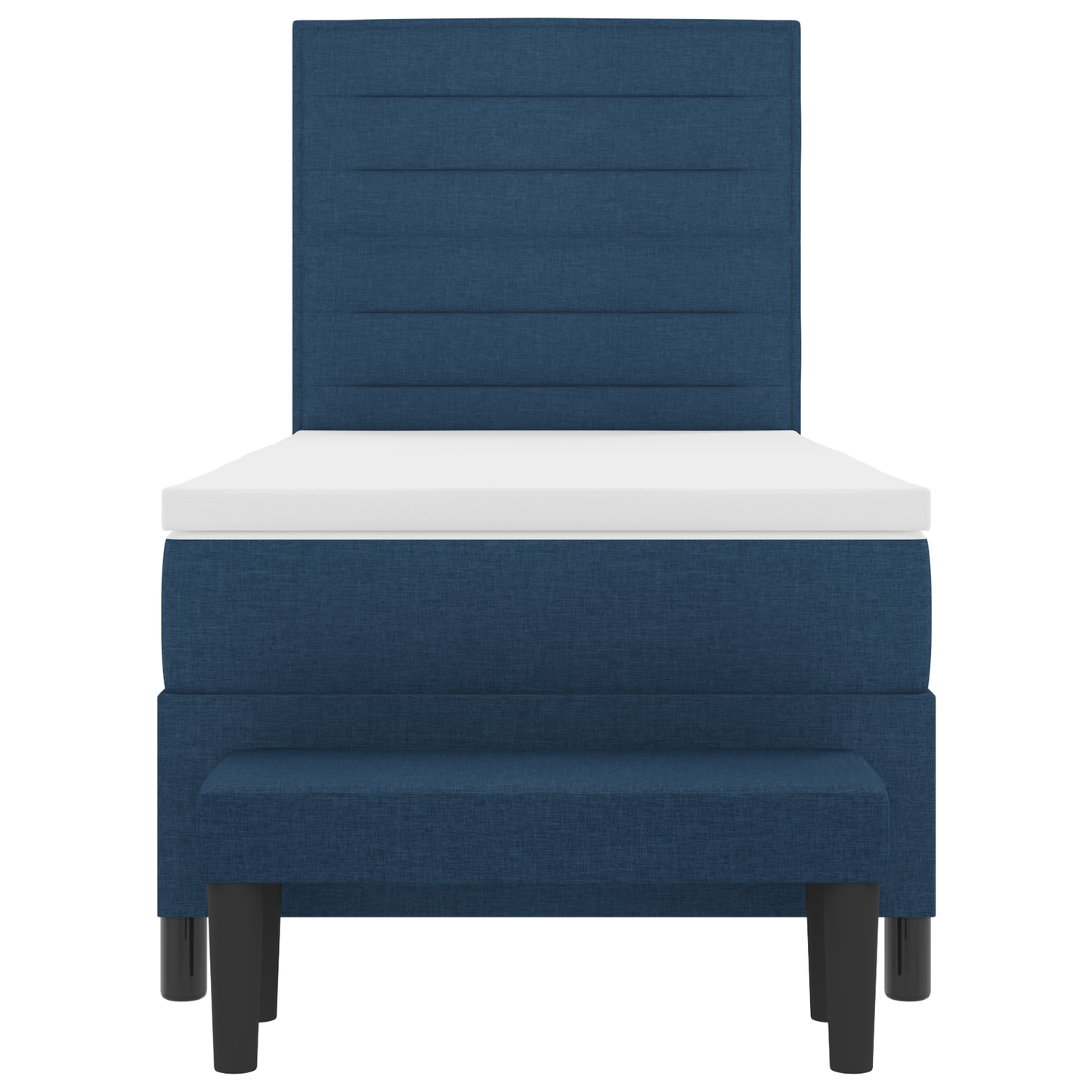 Box Spring Seng Med Madras Med Hovedgærde Blå 100 X 200 Cm Stof