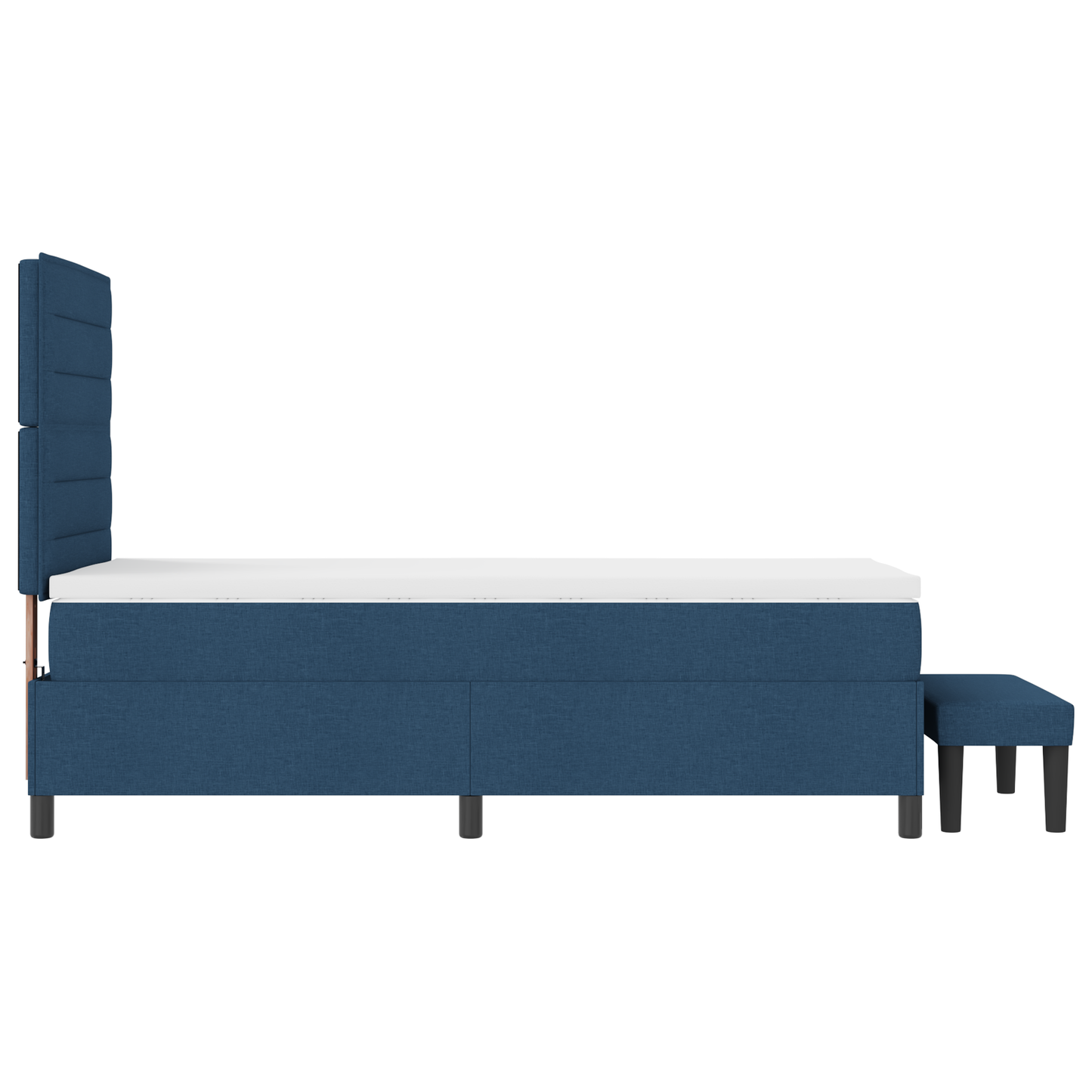Box Spring Seng Med Madras Med Hovedgærde Blå 100 X 200 Cm Stof