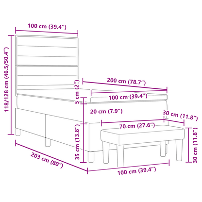 Box Spring Seng Med Madras Med Hovedgærde Blå 100 X 200 Cm Stof