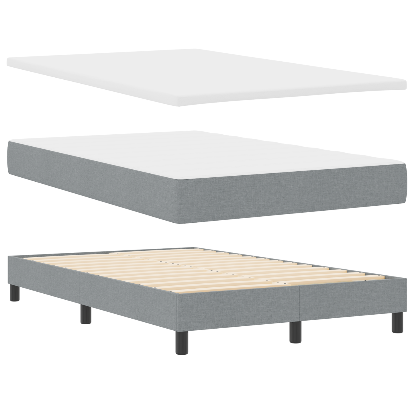Box Spring Seng Med Madras Lysegrå 120 X 200 Cm Stof