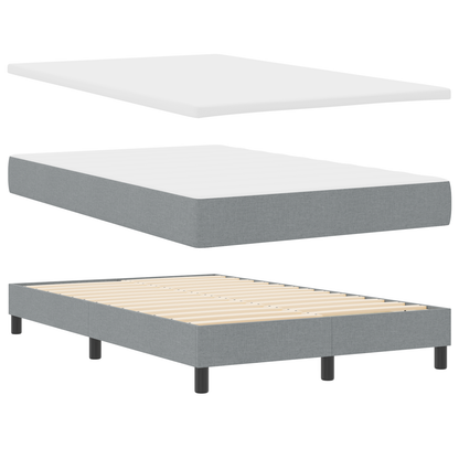 Box Spring Seng Med Madras Lysegrå 120 X 200 Cm Stof
