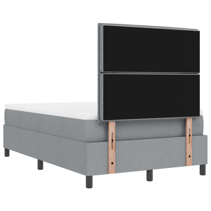 Box Spring Seng Med Madras Lysegrå 120 X 200 Cm Stof