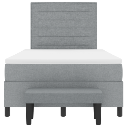 Box Spring Seng Med Madras Lysegrå 120 X 200 Cm Stof