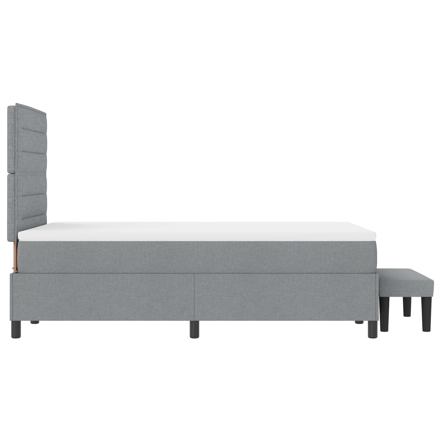 Box Spring Seng Med Madras Lysegrå 120 X 200 Cm Stof