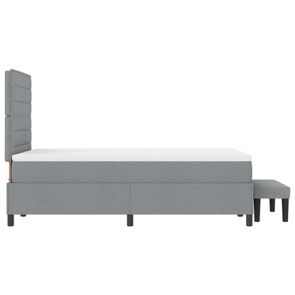 Box Spring Seng Med Madras Lysegrå 120 X 200 Cm Stof