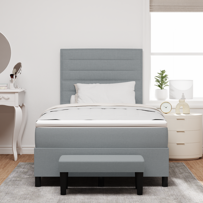 Box Spring Seng Med Madras Lysegrå 120 X 200 Cm Stof