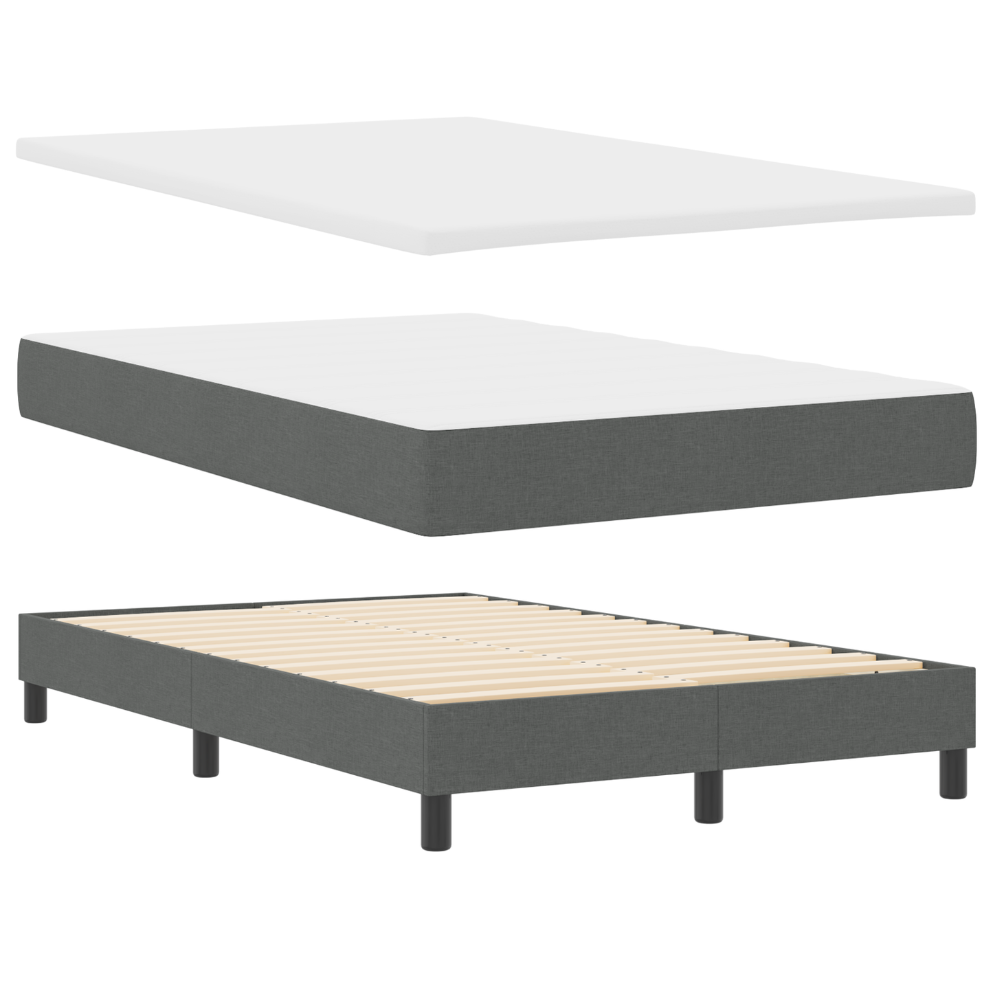 Box Spring Seng Med Madras Mørkegrå 120 X 200 Cm Stof