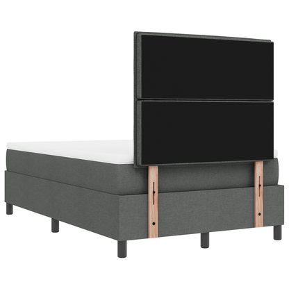 Box Spring Seng Med Madras Mørkegrå 120 X 200 Cm Stof