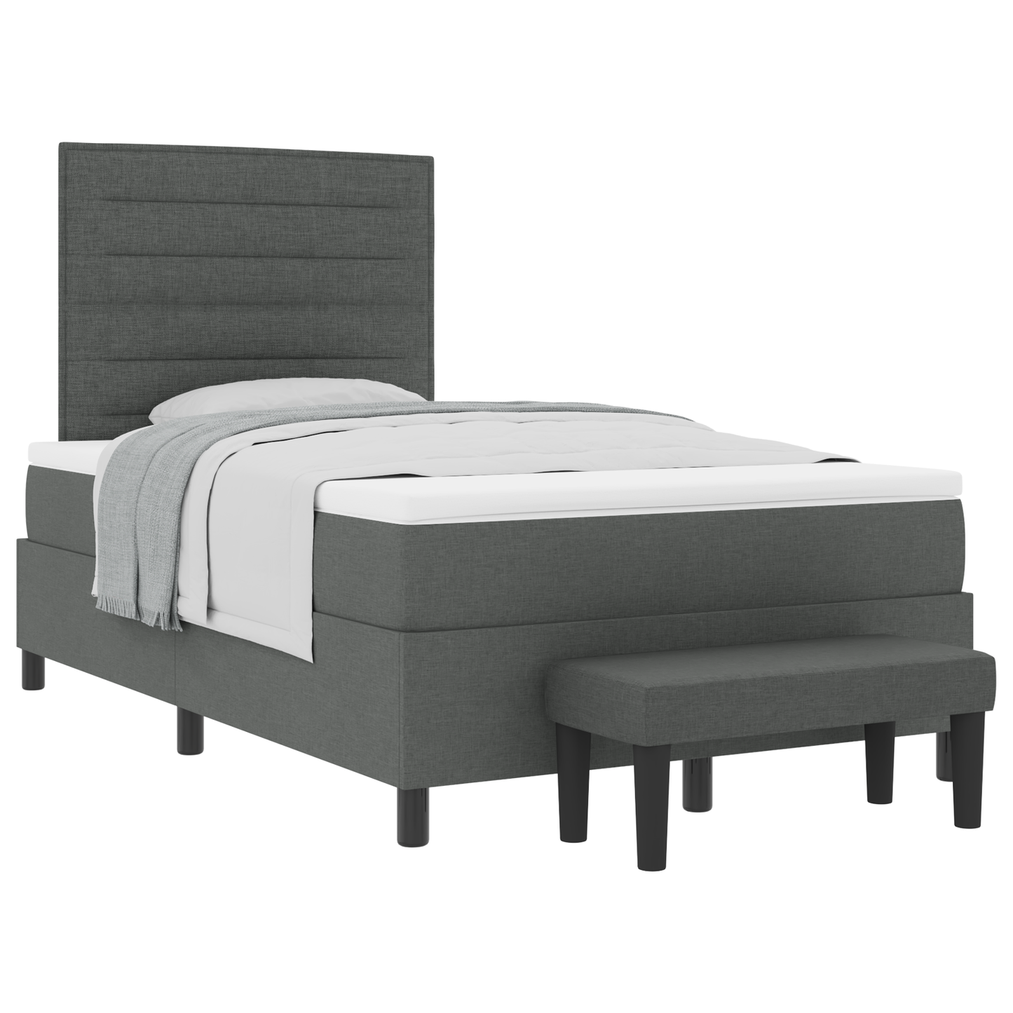 Box Spring Seng Med Madras Mørkegrå 120 X 200 Cm Stof