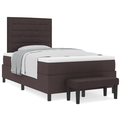 Box Spring Seng Med Madras Mørkebrun 120 X 200 Cm Stof