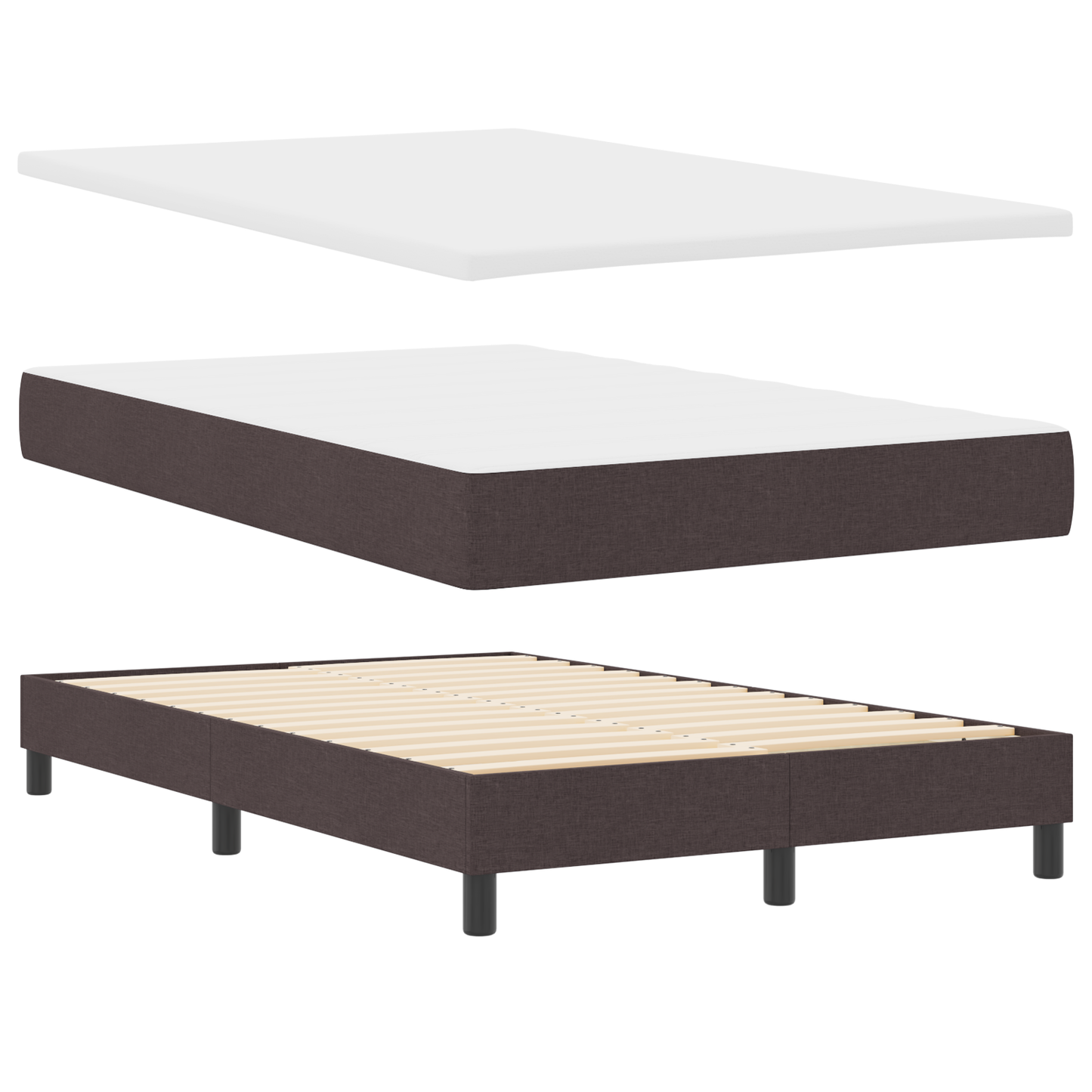 Box Spring Seng Med Madras Mørkebrun 120 X 200 Cm Stof