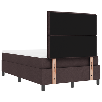 Box Spring Seng Med Madras Mørkebrun 120 X 200 Cm Stof