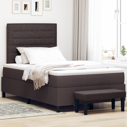 Box Spring Seng Med Madras Mørkebrun 120 X 200 Cm Stof