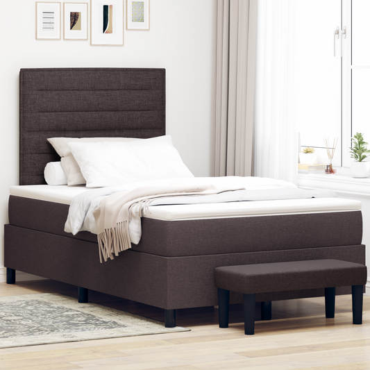 Box Spring Seng Med Madras Mørkebrun 120 X 200 Cm Stof