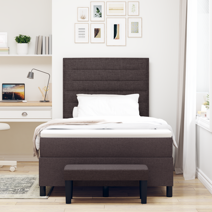 Box Spring Seng Med Madras Mørkebrun 120 X 200 Cm Stof