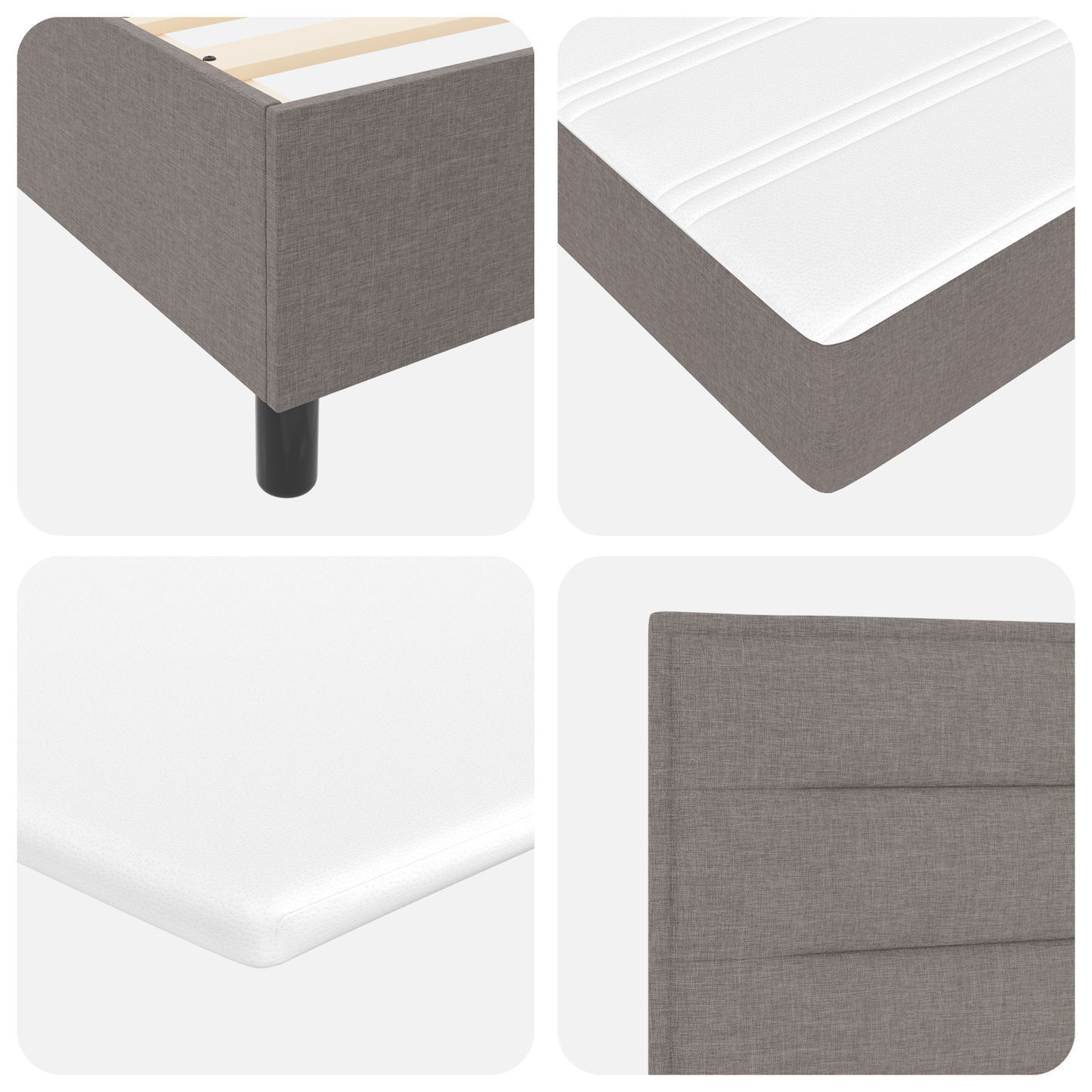 Box Spring Seng Med Madras Gråbrun 120 X 200 Cm Stof