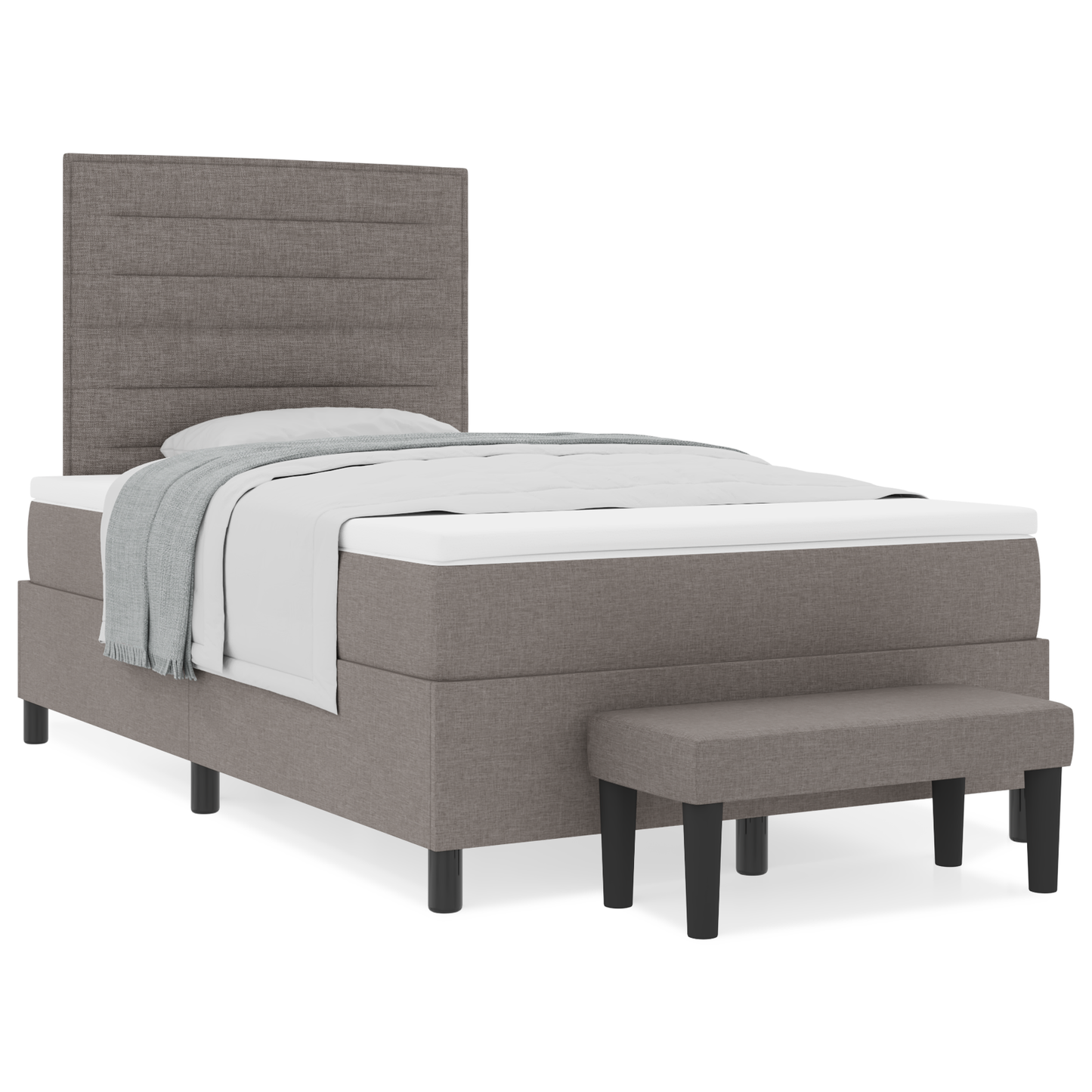 Box Spring Seng Med Madras Gråbrun 120 X 200 Cm Stof