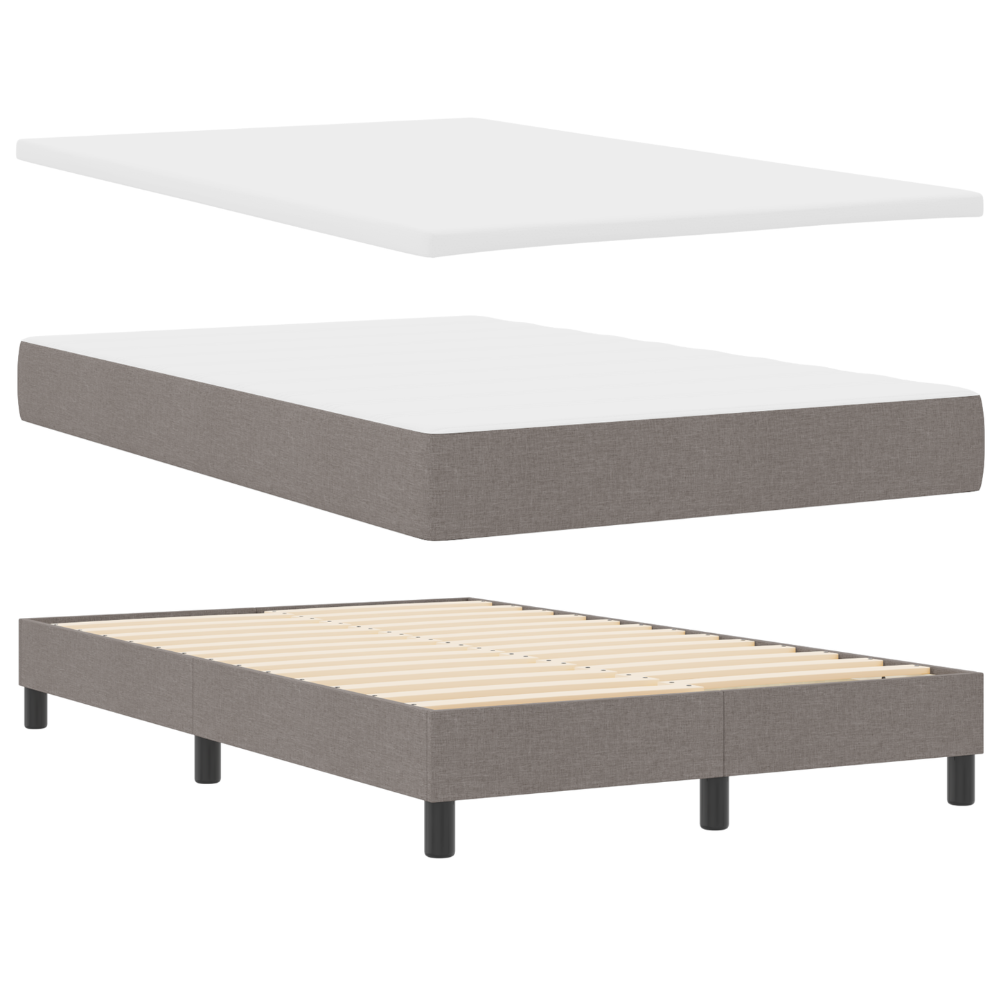 Box Spring Seng Med Madras Gråbrun 120 X 200 Cm Stof
