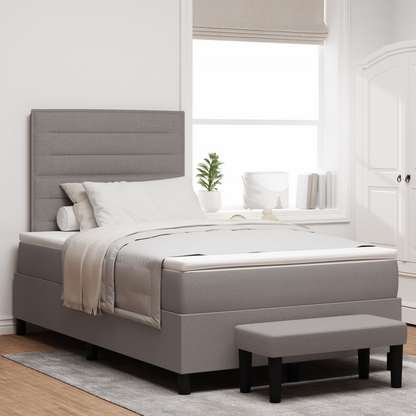 Box Spring Seng Med Madras Gråbrun 120 X 200 Cm Stof