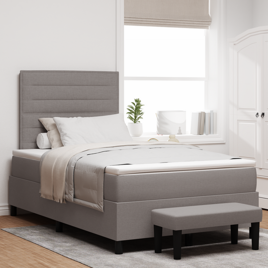 Box Spring Seng Med Madras Gråbrun 120 X 200 Cm Stof