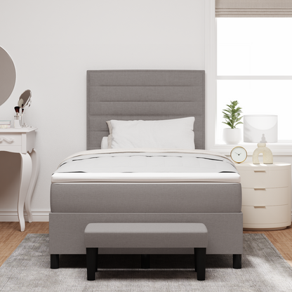 Box Spring Seng Med Madras Gråbrun 120 X 200 Cm Stof