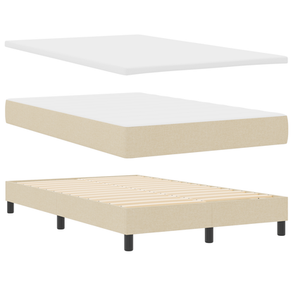 Box Spring Seng Med Madras Creme 120 X 200 Cm Stof