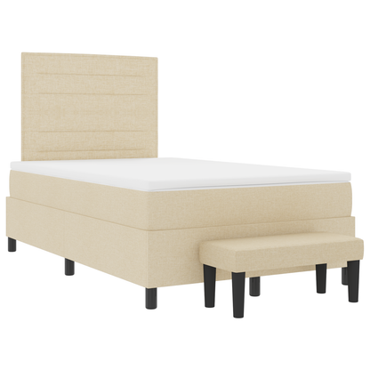 Box Spring Seng Med Madras Creme 120 X 200 Cm Stof