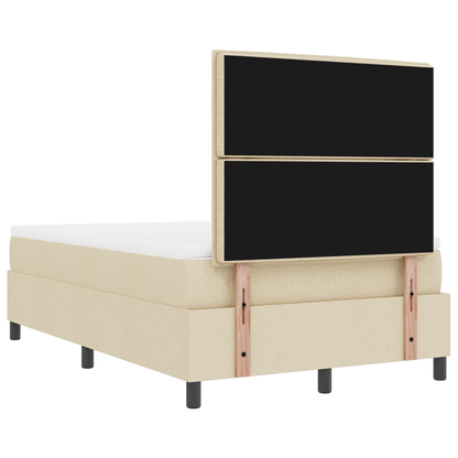 Box Spring Seng Med Madras Creme 120 X 200 Cm Stof