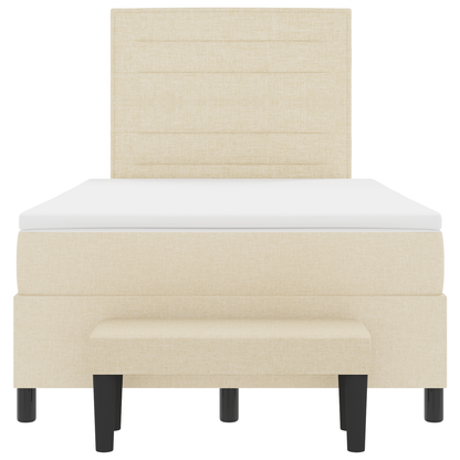 Box Spring Seng Med Madras Creme 120 X 200 Cm Stof