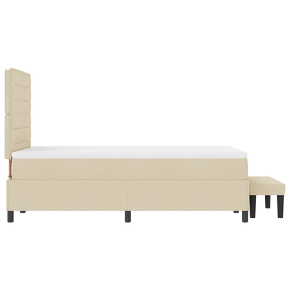 Box Spring Seng Med Madras Creme 120 X 200 Cm Stof