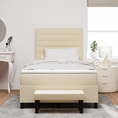 Box Spring Seng Med Madras Creme 120 X 200 Cm Stof