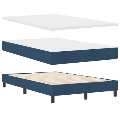 Box Spring Seng Med Madras Med Hovedgærde Blå 120 X 200 Cm Stof