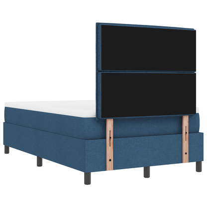 Box Spring Seng Med Madras Med Hovedgærde Blå 120 X 200 Cm Stof