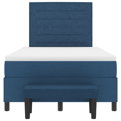 Box Spring Seng Med Madras Med Hovedgærde Blå 120 X 200 Cm Stof