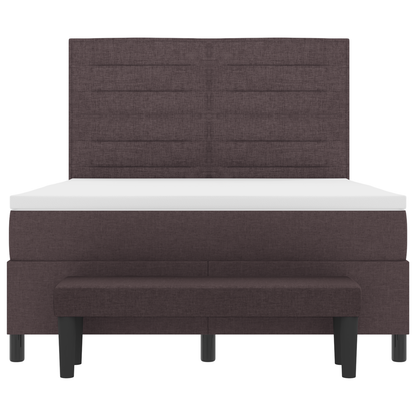 Box Spring Seng Med Madras Mørkebrun 140 X 200 Cm Stof
