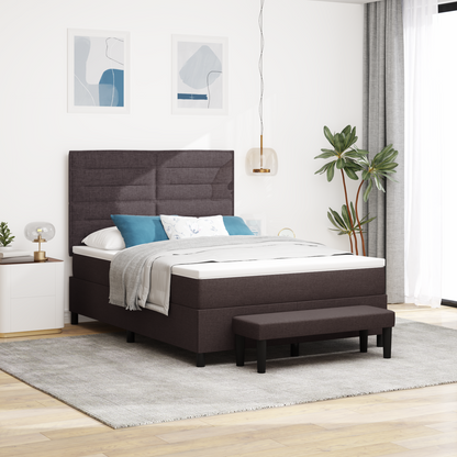 Box Spring Seng Med Madras Mørkebrun 140 X 200 Cm Stof