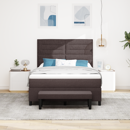 Box Spring Seng Med Madras Mørkebrun 140 X 200 Cm Stof