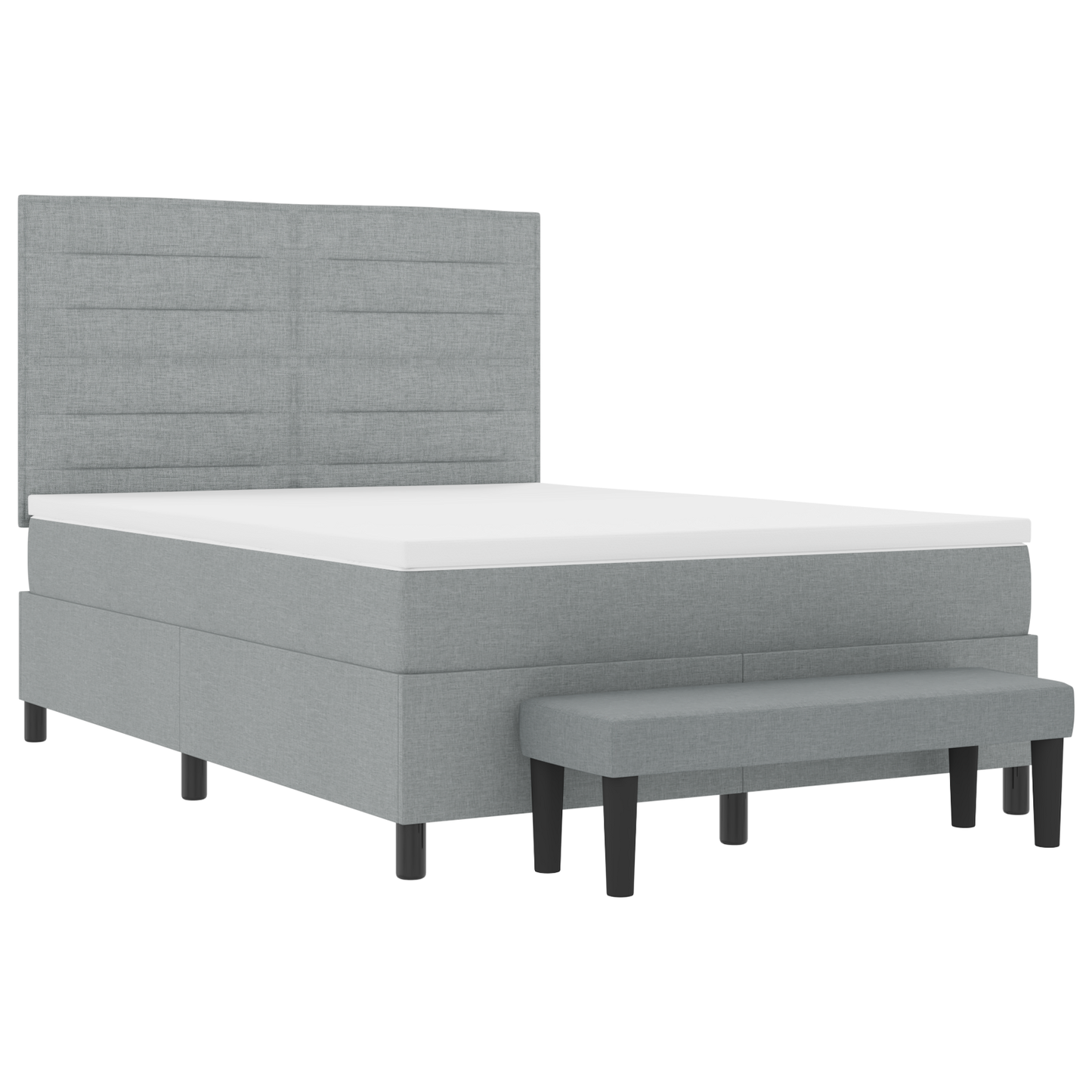 Box Spring Seng Med Madras Lysegrå 160 X 200 Cm Stof
