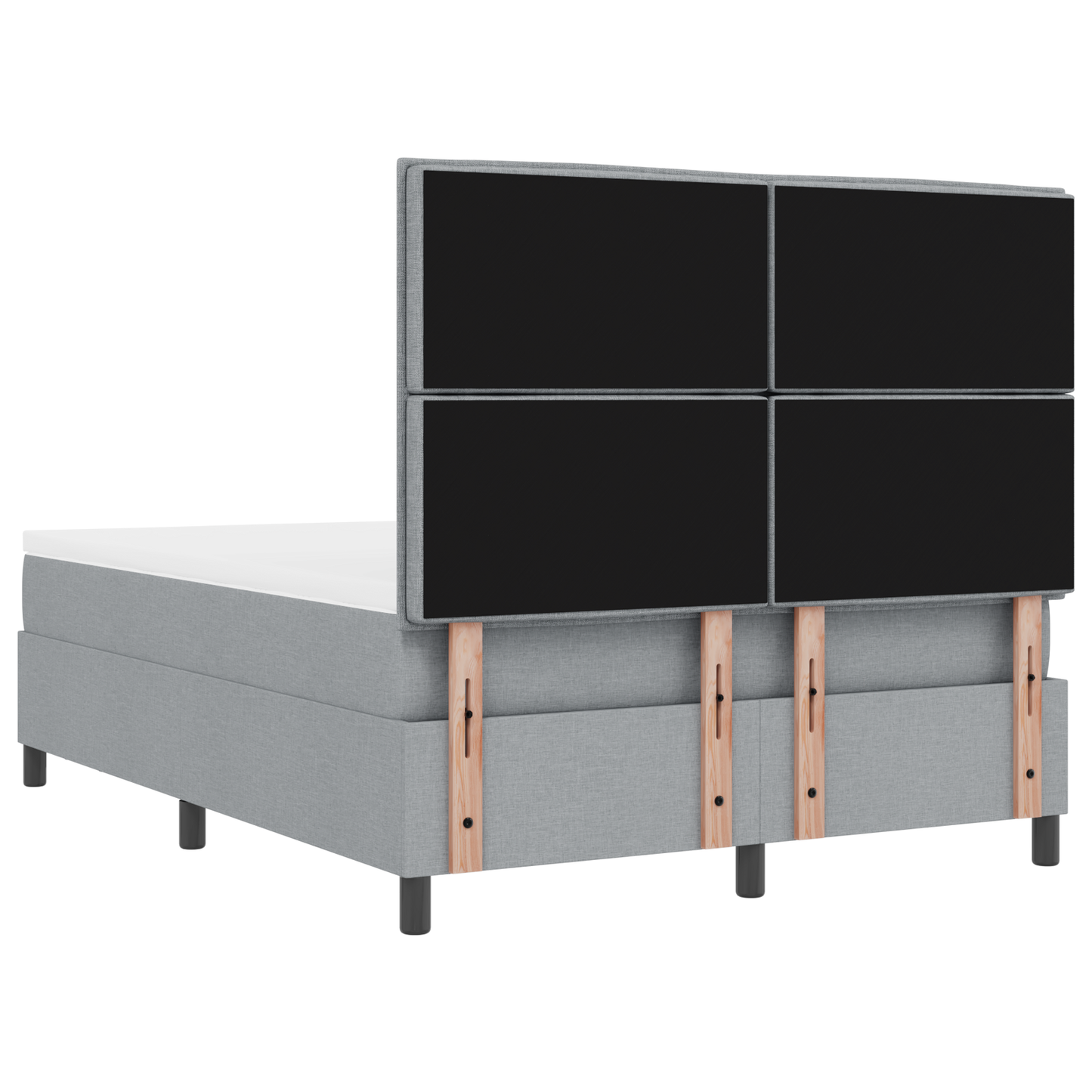 Box Spring Seng Med Madras Lysegrå 160 X 200 Cm Stof
