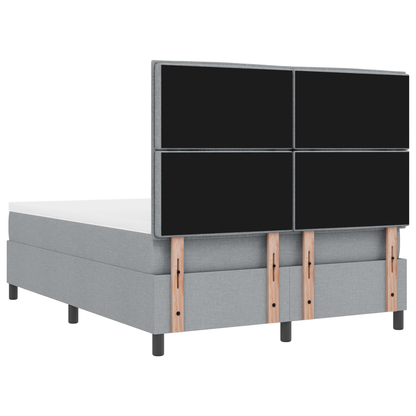 Box Spring Seng Med Madras Lysegrå 160 X 200 Cm Stof