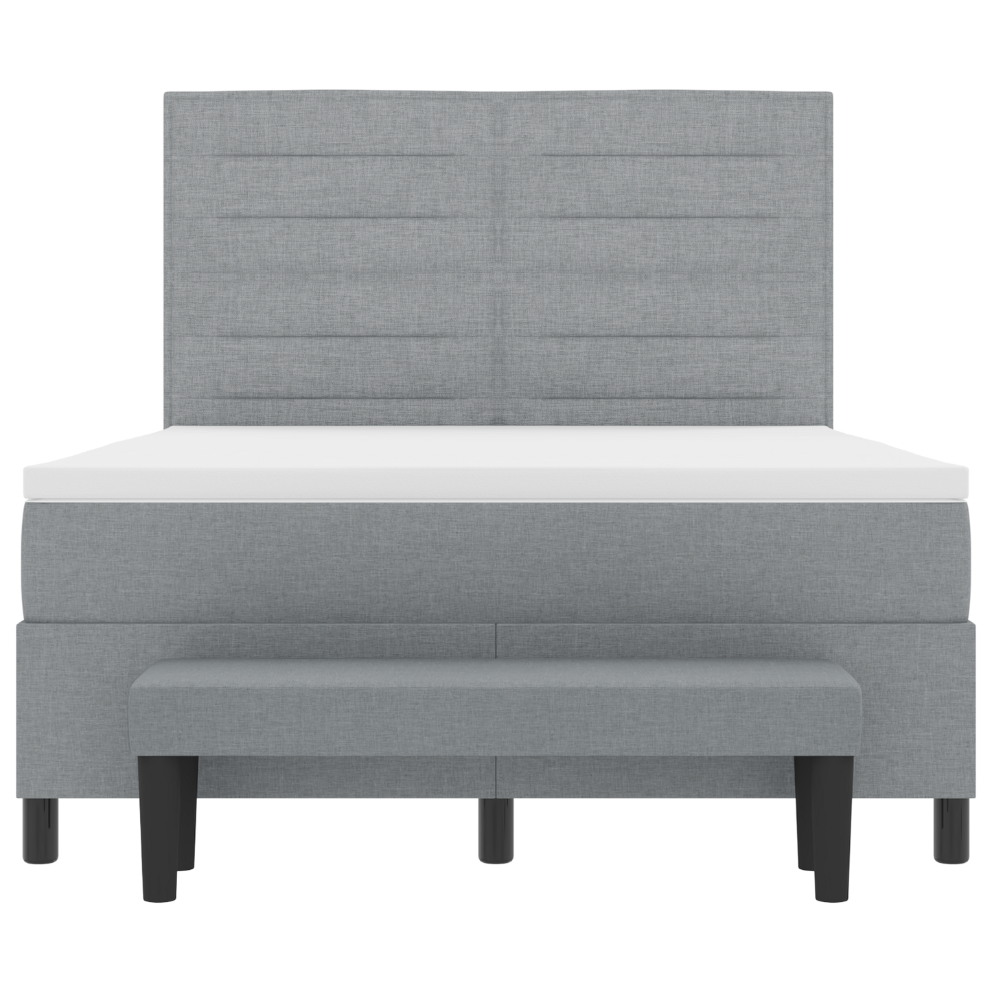 Box Spring Seng Med Madras Lysegrå 160 X 200 Cm Stof