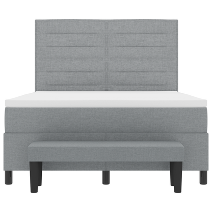 Box Spring Seng Med Madras Lysegrå 160 X 200 Cm Stof