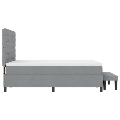 Box Spring Seng Med Madras Lysegrå 160 X 200 Cm Stof