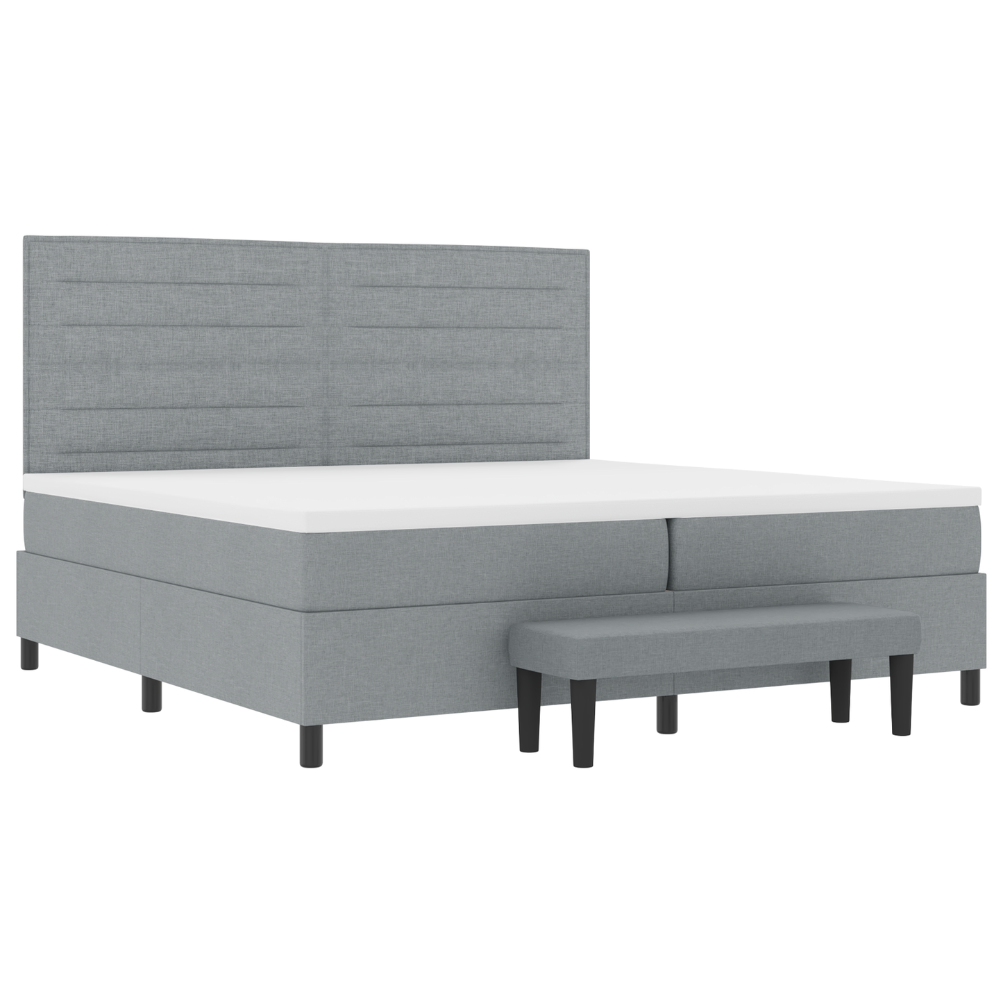 Box Spring Seng Med Madras Lysegrå 200 X 200 Cm Stof