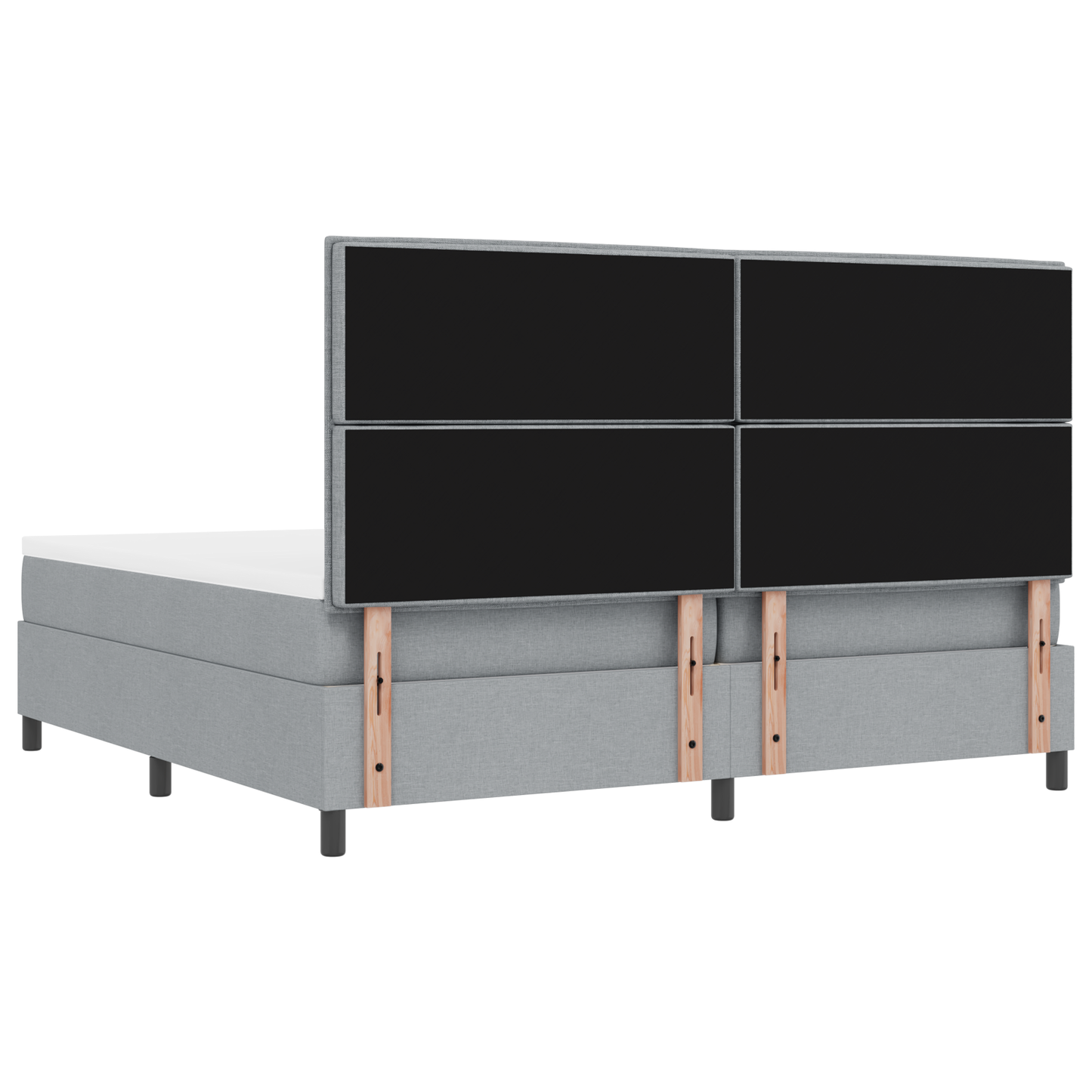 Box Spring Seng Med Madras Lysegrå 200 X 200 Cm Stof