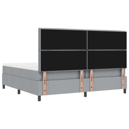 Box Spring Seng Med Madras Lysegrå 200 X 200 Cm Stof