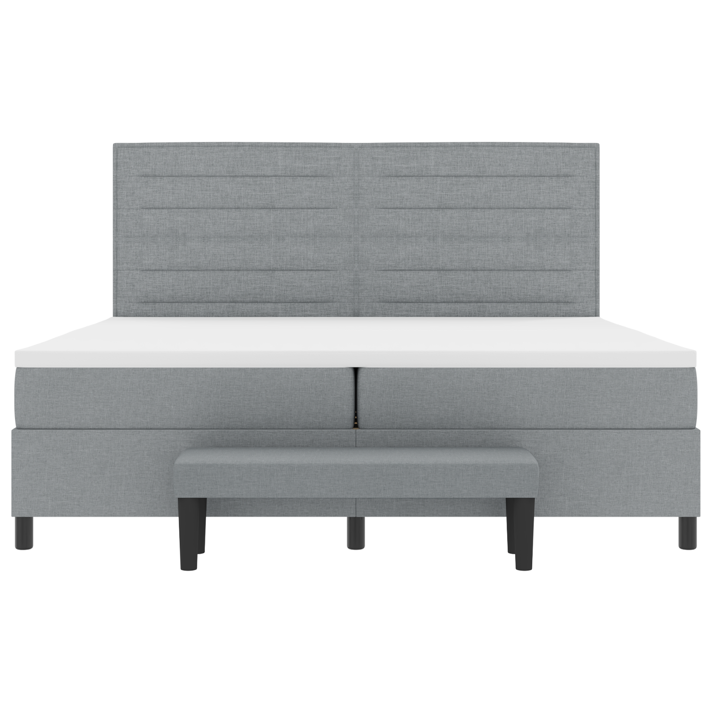 Box Spring Seng Med Madras Lysegrå 200 X 200 Cm Stof