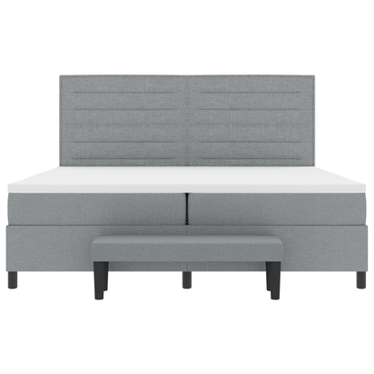Box Spring Seng Med Madras Lysegrå 200 X 200 Cm Stof